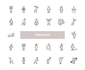 fully editable outline icon collection from feelings concept. thin line icons set such as annoyed human, special human, terrible human, helpless chill