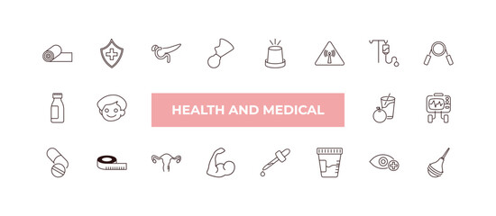 fully editable outline icon collection from health and medical concept. thin line icons set such as yoga mat, medical shield, syrup, ophthalmology, enema,