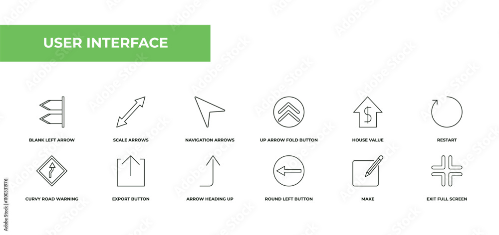 Poster fully editable outline icon collection from user interface concept. thin line icons set such as blan
