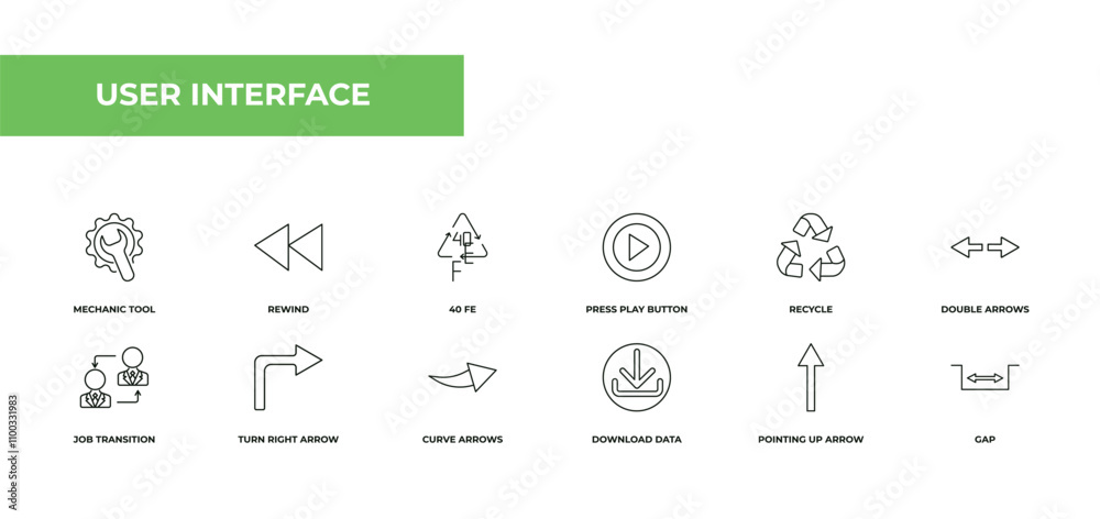 Poster fully editable outline icon collection from user interface concept. thin line icons set such as mech