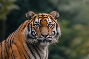 Fototapeta premium A tiger is staring at the camera with its mouth open