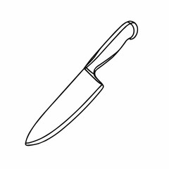 Obraz premium Minimalist Line Drawing of a Chef’s Knife