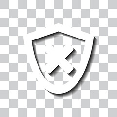 Obraz premium Security simple icon vector. Flat design. White with shadow on transparent grid