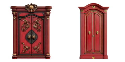 Fire cabinet isolated on transparent background, Set of
