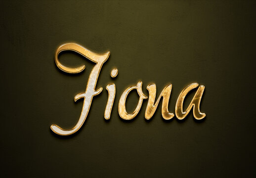 Old gold text effect of name Fiona with 3D glossy style Mockup.
