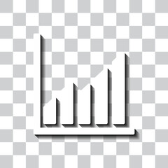 Fototapeta premium Graph, diagram simple icon. Flat design. White with shadow on transparent grid