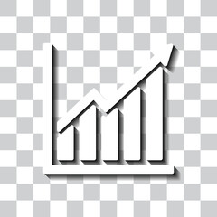 Graph diagram simple icon vector. Flat design. White with shadow on transparent grid