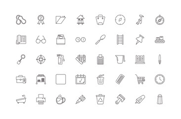 Fototapeta premium fully editable outline icon collection from tools concept. thin line icons set such as rubber bands, second, packing hine, highlight, pepper container,