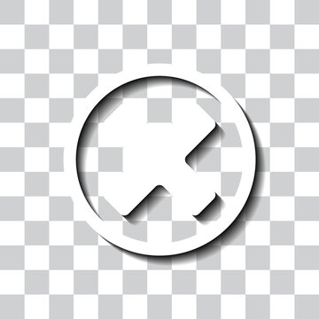 Delete, cross simple icon. Flat design. White with shadow on transparent grid