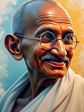Mahatma gandi realistic water color image