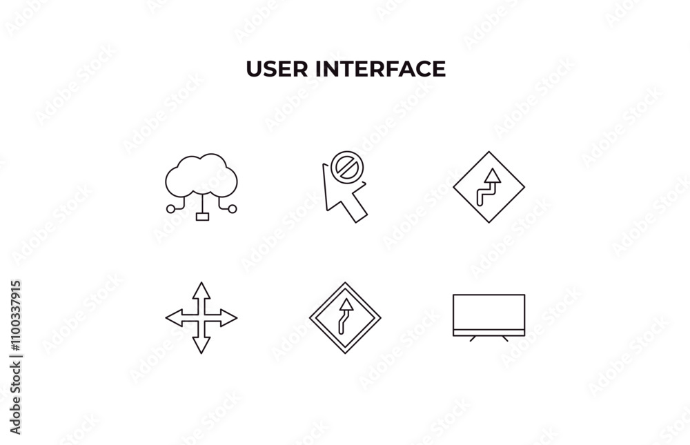Poster fully editable outline icon collection from user interface concept. thin line icons set such as clou