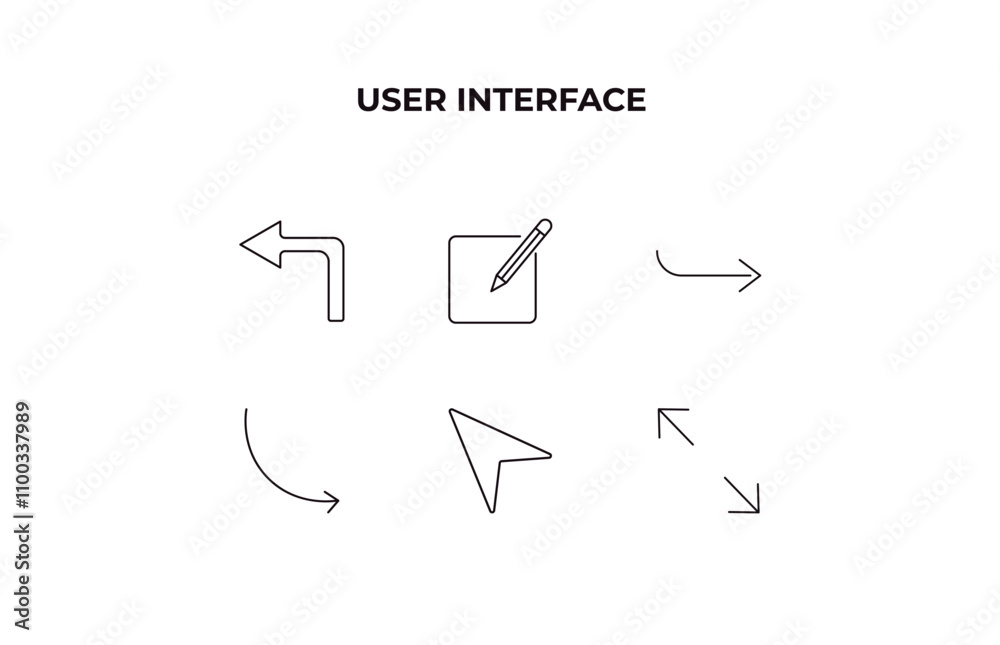 Poster fully editable outline icon collection from user interface concept. thin line icons set such as left