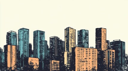 Fototapeta premium Modern Cityscape: A Stunning View of Skyscrapers