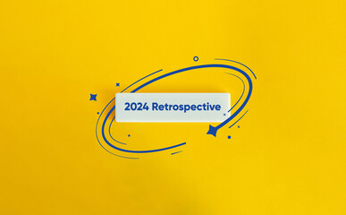 2024 Retrospective. Text on Block Letter Tile on Yellow Background. Minimal Aesthetic.