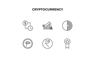 fully editable outline icon collection from cryptocurrency concept. thin line icons set such as proof of capacity, budget diagram, tor, rupee, best seller,