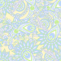 Obraz premium Vintage floral background. Damask paisley seamless vector pattern