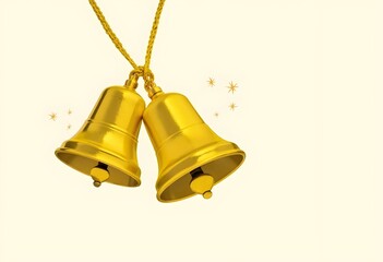 set of golden bells on a light background