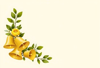 set of golden bells on a light background