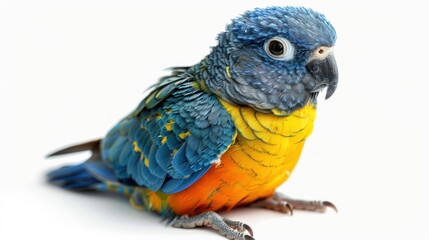 Fototapeta premium Vibrant blue, orange, and yellow parrot.