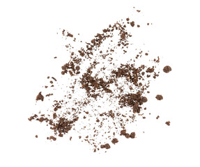 a pile of flying soil, brown dirt ground powder, graphic element isolated on a transparent...