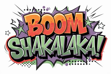 Colorful Comic Style Boom Shakalaka Energetic Typography with Explosive Elements