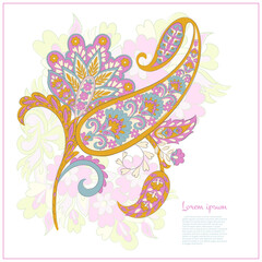 Fototapeta premium Paisley Floral oriental ethnic Pattern. Vector Damask Ornament