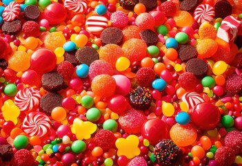 Fototapeta premium vibrant candy explosion featuring assorted textures captured delightful display sweet indulgence, rainbow, lgbtq, lgbt, pride, colorful, love, equality