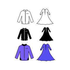 Collection of stylish Muslim women and men.icon set .on white background