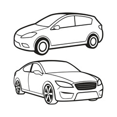 Obraz premium Car outline set vector illustration