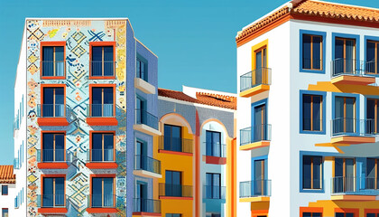 Obraz premium Colorful buildings showcasing unique architectural designs in a vibrant urban setting