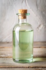 Natural Green Herbal Essential Oil in Glass Bottle