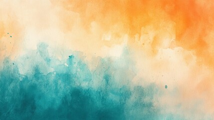 Fototapeta premium Soft orange and teal bokeh with watercolor texture, bright glow and subtle softness, light and airy minimal design,