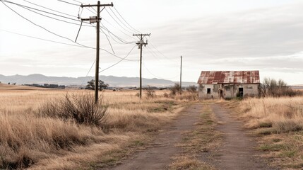 The growing digital divide in rural communities, Showing the disparity through disconnected landscapes, photography style