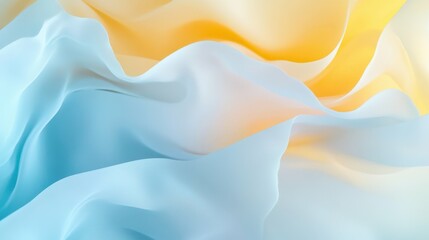 Modern pastel abstract with soft cloud-like gradients in blue and yellow tones, minimal artistic style,