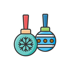 Christmas Day Colorful Icon Design - Luxury Vector Line Art Illustration