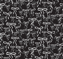Black and White Bows Seamless Pattern. Hand drawn vector pattern design created with 3 colors