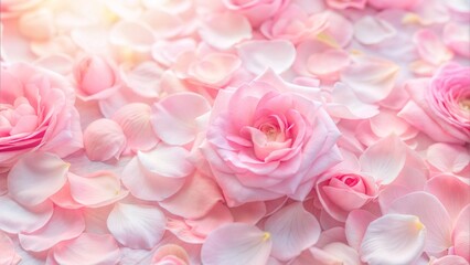 Pink roses on a bed of petals for Valentine&rsquo;s Day