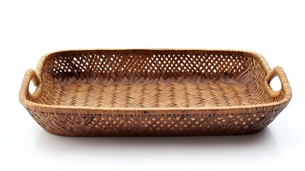 Handwoven Rectangular Wicker Basket with Handles