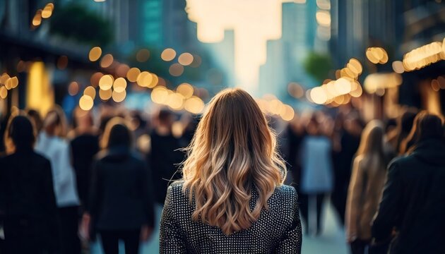 Blurred crowd of unrecognizable at the street 