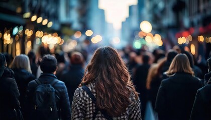 Blurred crowd of unrecognizable at the street 