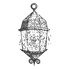 collectible vintage lantern hand drawn. oil brass, metal glass, decor lighting collectible vintage lantern vector sketch. isolated black illustration