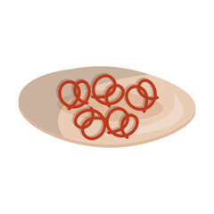 Pretzel on plate top view. Food for Oktoberfest celebration in Germany