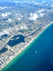 aerial view from the plane of Miami beach