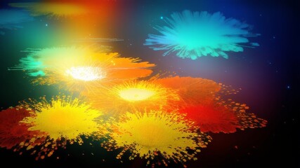 Fototapeta premium Vibrant abstract landscape with colorful lights and explosive energy