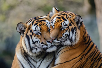 Fototapeta premium Wild animals displaying affectionate behaviors