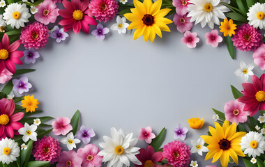 Obraz premium Texture: Colorful design of spring flowers with large free text space, version 4