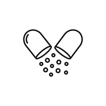 recommend clip art: Open capsule pill icon Isolated flat vector in outline