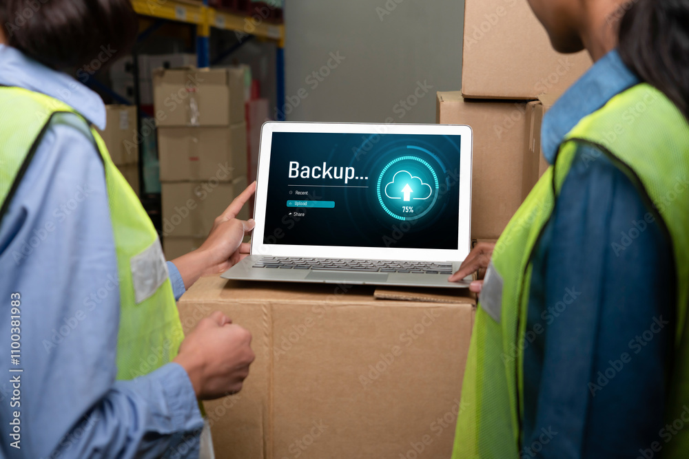 Poster backup storage data internet technology business concept. database storage cloud technology file dat