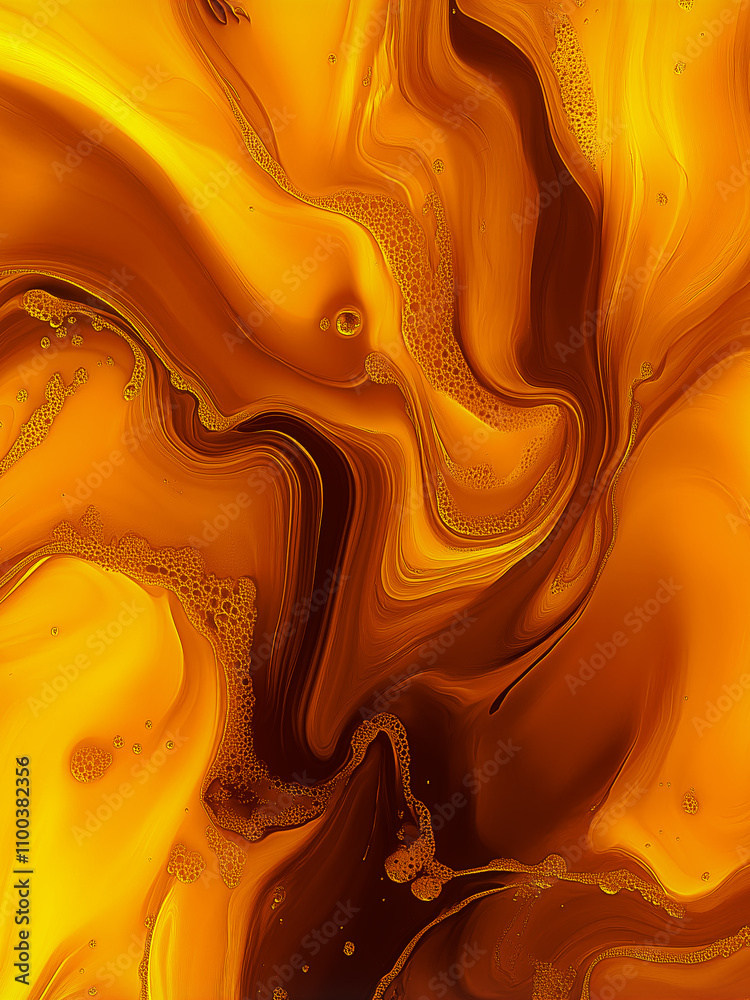 Aufkleber A soft abstract composition in tones of yellow and brown. Intertwining wavy lines create layered shapes that blend seamlessly, adding depth and dynamism