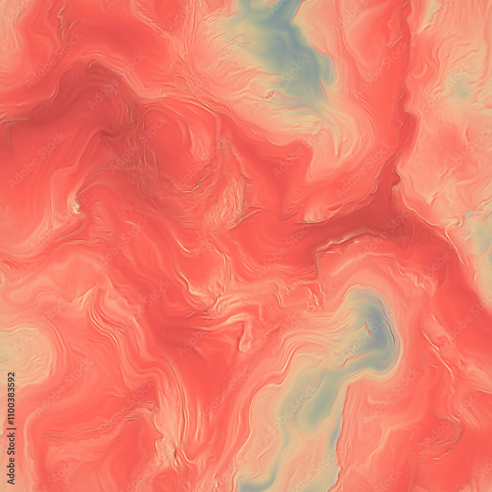 Poster Colorful abstract illustration with fluid, layered swirling elements in shades of pink. Soft lines and color transitions add movement and volume to the composition